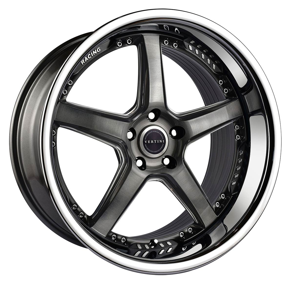 Vertini Wheels RFS2.2 - 19x8.5 Brushed Dual Gunmetal Chrome Lip - TunerGoods