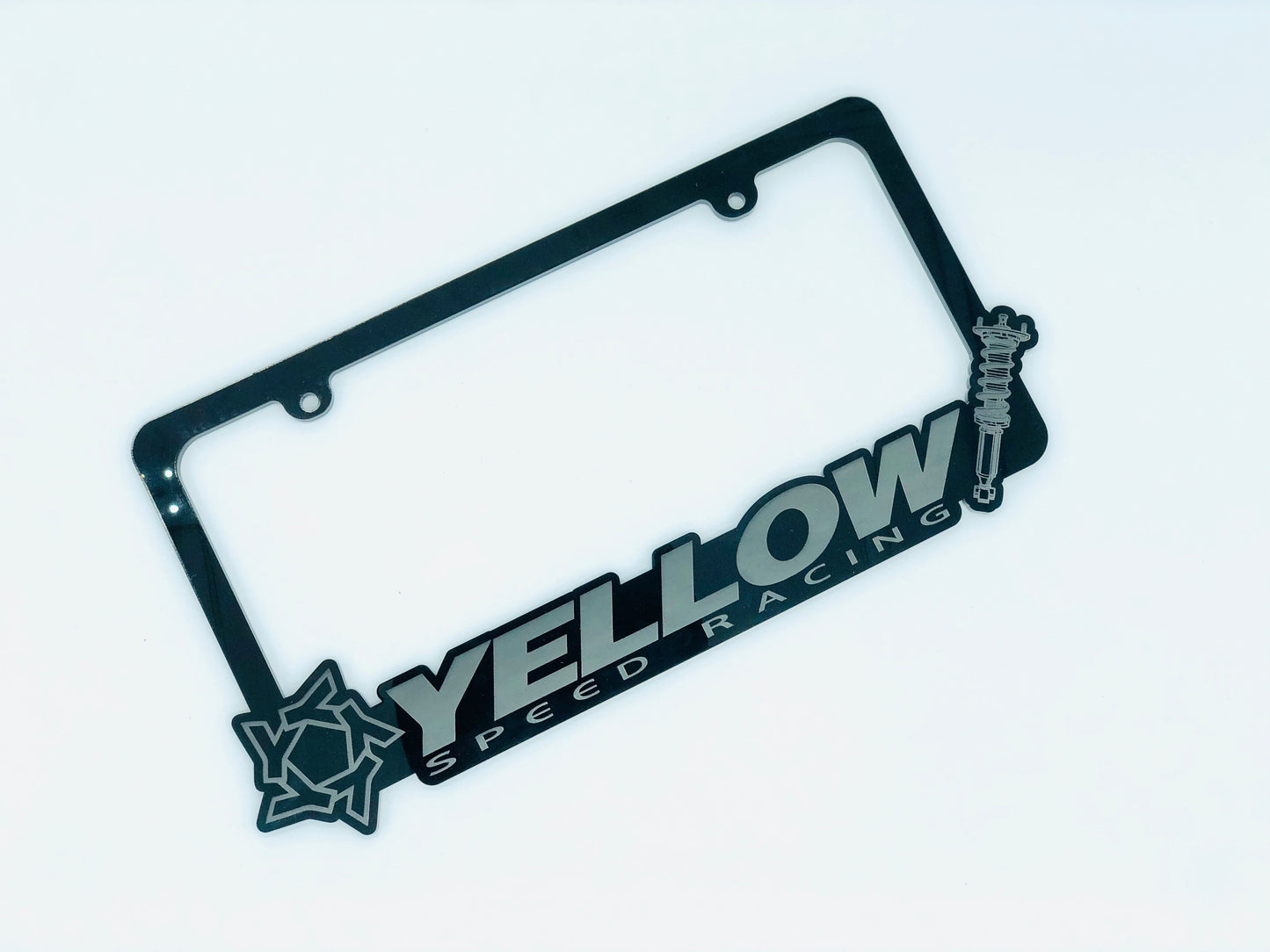 Yellow Speed Racing Acrylic License Plate Frame - Static Style - TunerGoods