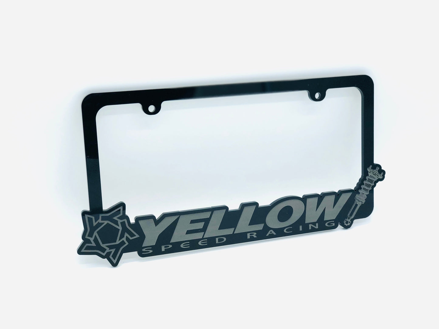 Yellow Speed Racing Acrylic License Plate Frame - Static Style - TunerGoods